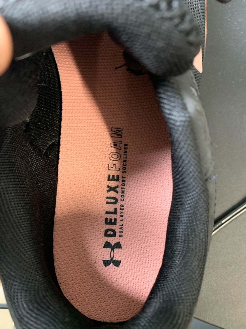 Under Armour Women's Black with Coral Accent Athletic Sneakers - Picture 3 of 5